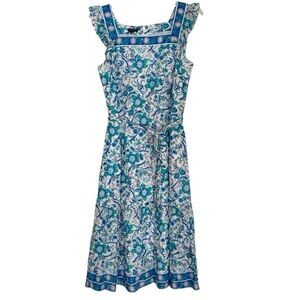 Talbots Voile Square Neck Dress in Songbird Floral Size 6 Petite